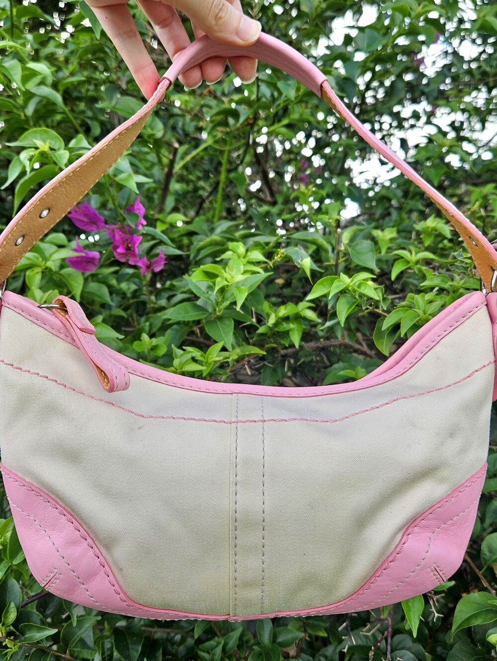 Vintage Coach Soho Hobo 1877 Baby Pink Leather Shoulder Bag Y2K 2006